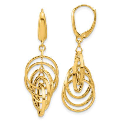 14K Polished Circles Dangle Earrings