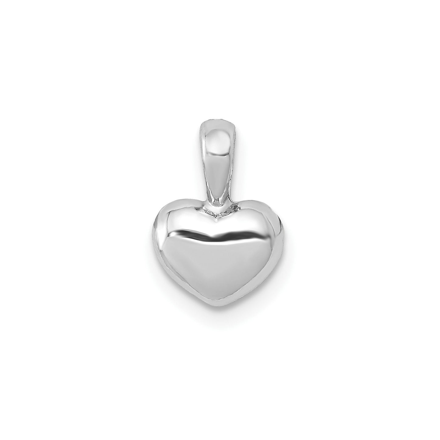 14K White Gold Polished Domed Heart Charm