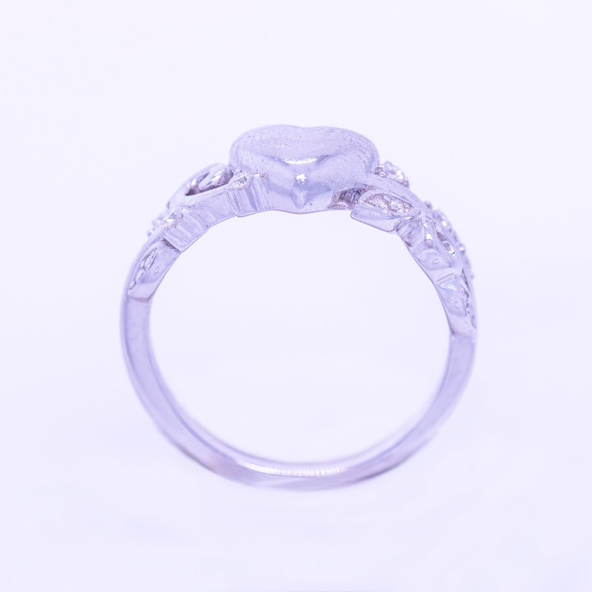 SS MLS Heart Ring W/Moissanite Stone - deborahjbirdoesdesigns