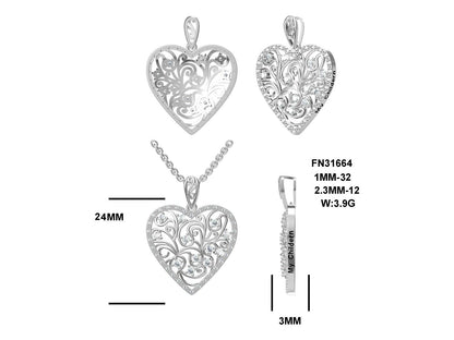 My Children Scrolled Heart Pendant | Sterling Silver Plated | Lab Grown Sapphire Gemstones | Lasting Legacy Collection