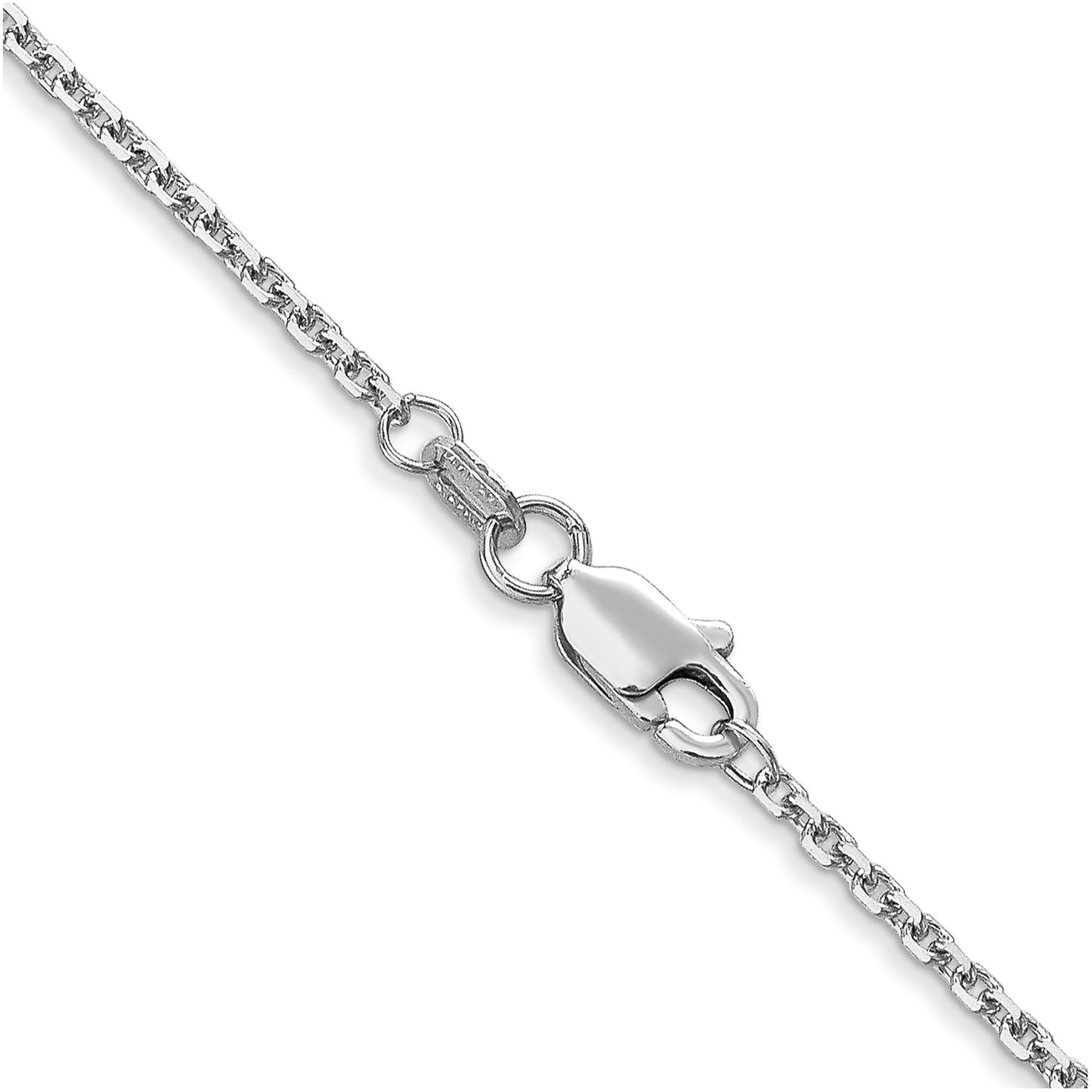 14K White Gold 18 inch 1.45mm Diamond-cut Cable with Lobster Clasp Chain