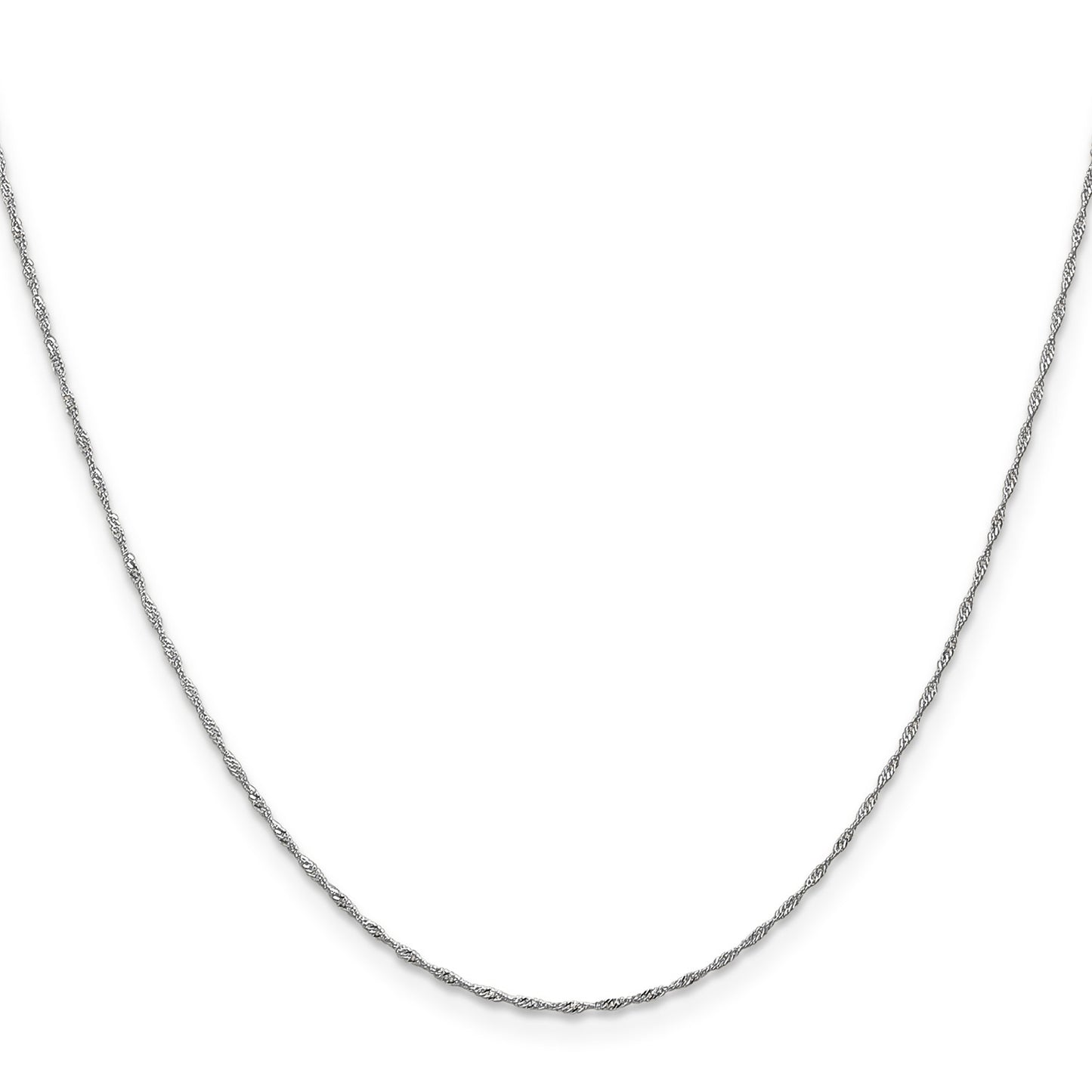 14K White Gold 18 inch 1mm Singapore with Spring Ring Clasp Chain