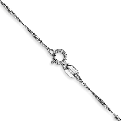 14K White Gold 18 inch 1mm Singapore with Spring Ring Clasp Chain