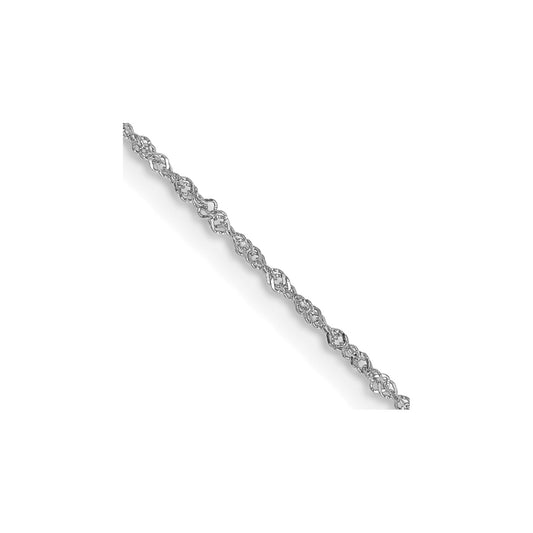 14K White Gold 18 inch 1mm Singapore with Spring Ring Clasp Chain