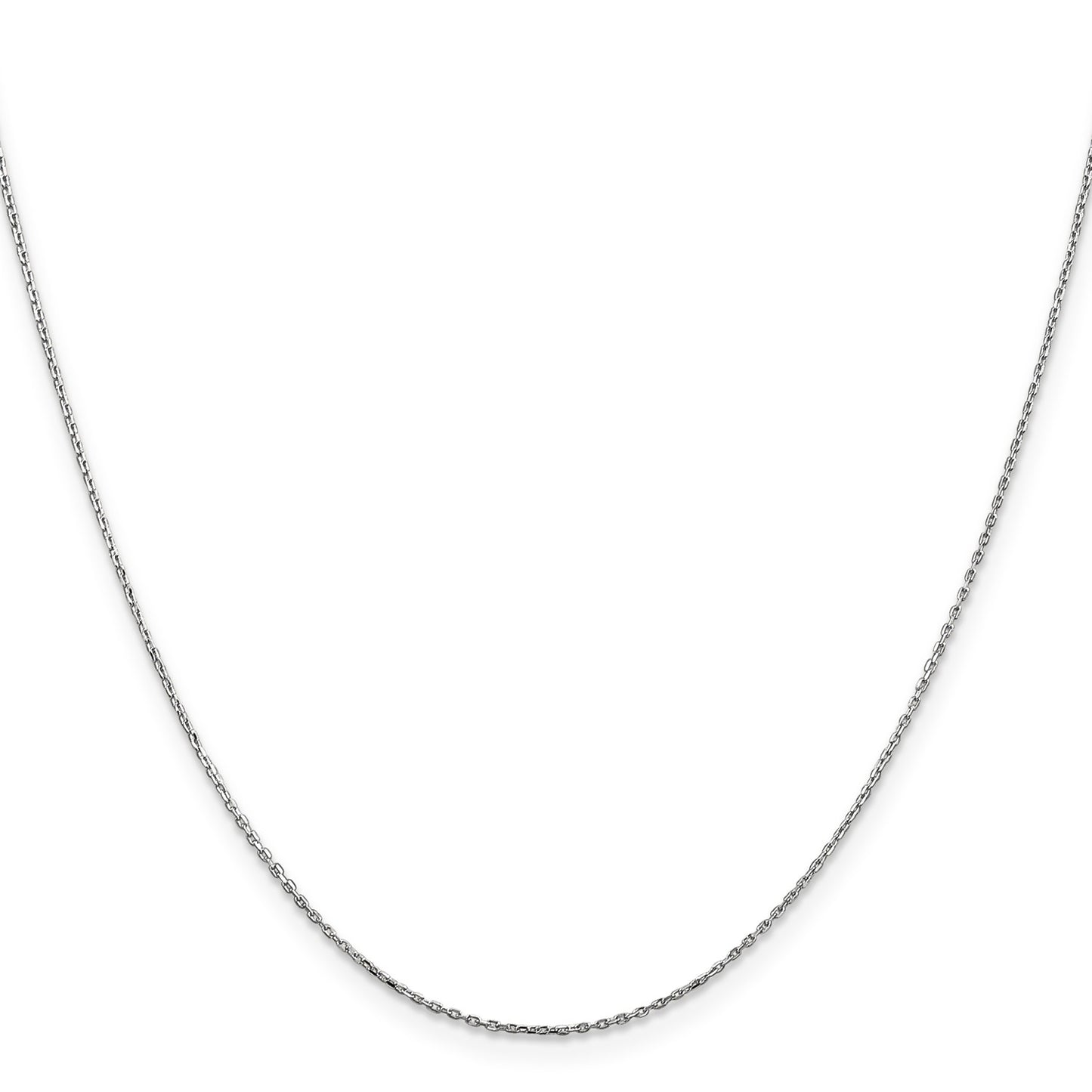 14K White Gold 16 inch .8mm Diamond-cut Cable with Lobster Clasp Chain