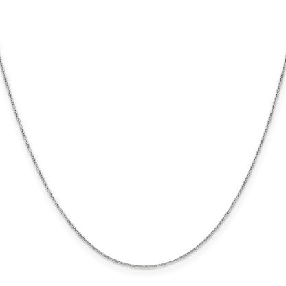 14K White Gold 18 inch .65mm Diamond-cut Round Open Link Cable with Lobster Clasp Chain