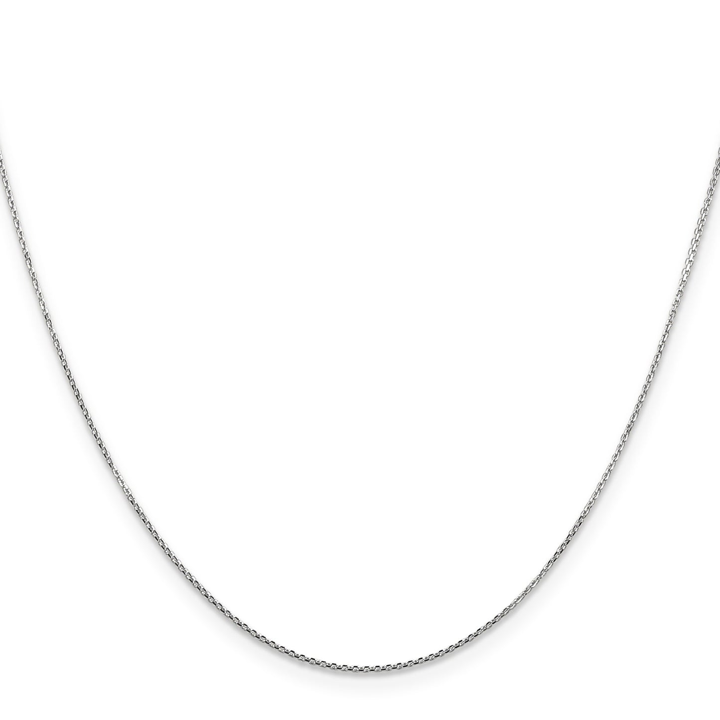 14K White Gold 18 inch .8mm Diamond-cut Round Open Link Cable with Lobster Clasp Chain