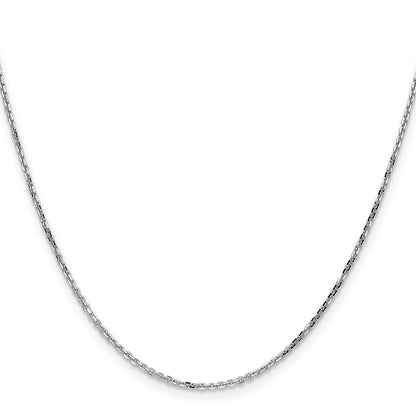 14K White Gold 18 inch 1.4mm Diamond-cut Round Open Link Cable with Lobster Clasp Chain