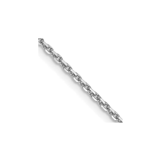 14K White Gold 18 inch 1.4mm Diamond-cut Round Open Link Cable with Lobster Clasp Chain