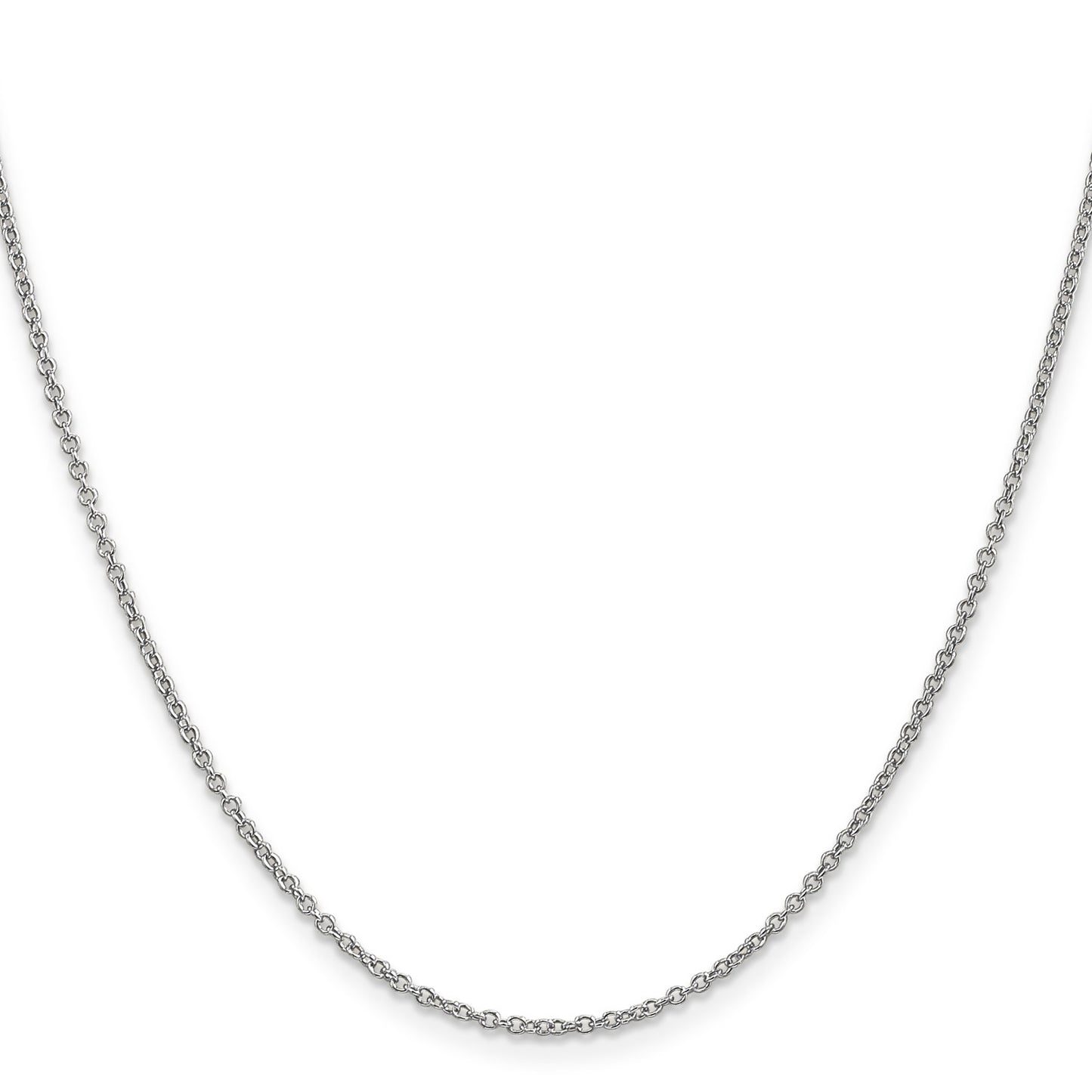 14K White Gold 18 inch 1.4mm Round Open Wide Link Cable with Lobster Clasp Chain