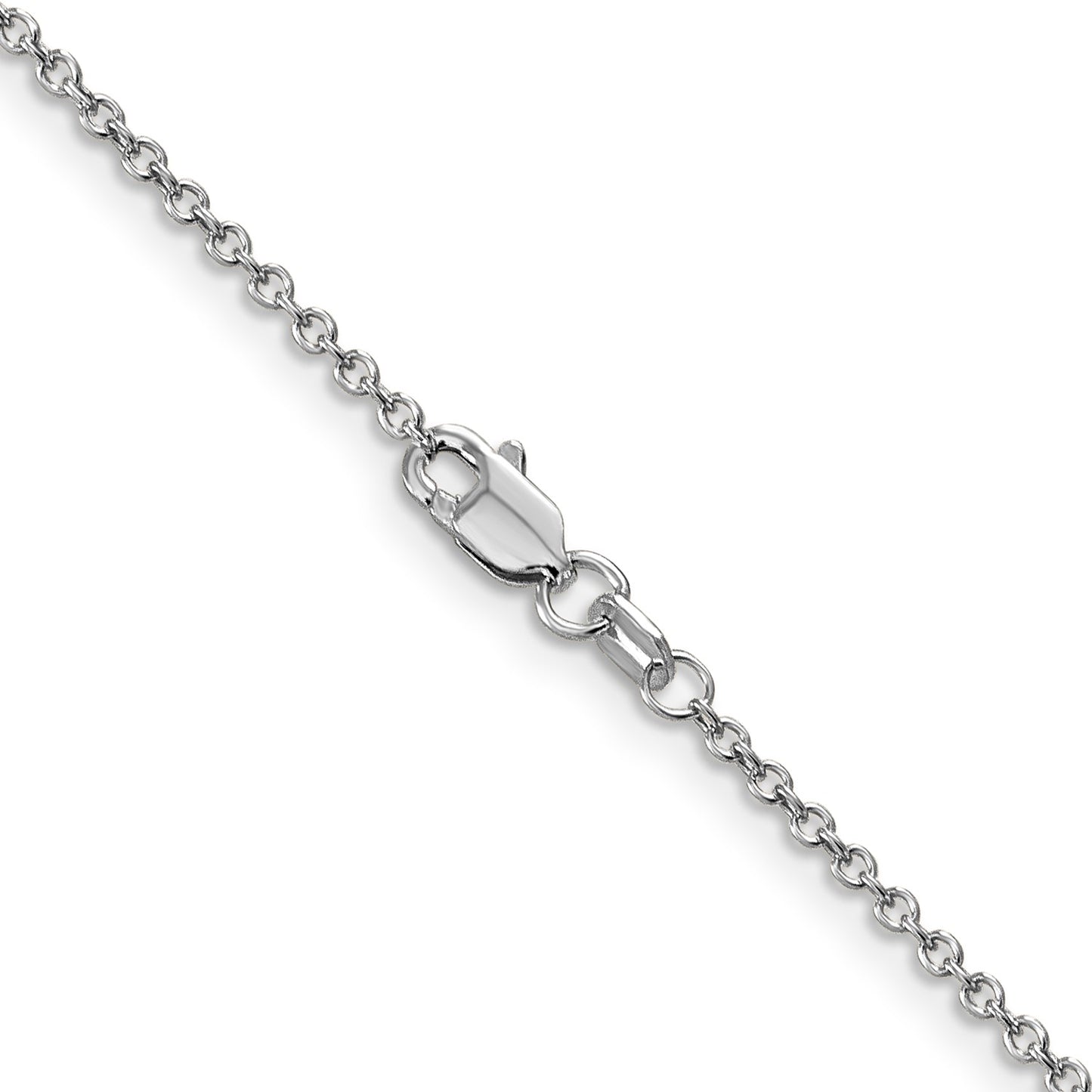 14K White Gold 18 inch 1.4mm Round Open Wide Link Cable with Lobster Clasp Chain