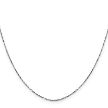 14K White Gold 16 inch .9mm Diamond-cut Round Open Link Cable with Lobster Clasp Chain