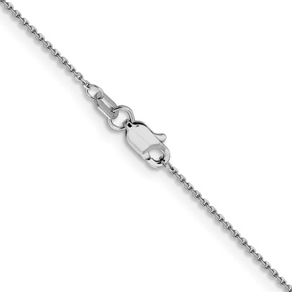 14K White Gold 18 inch .9mm Diamond-cut Round Open Link Cable with Lobster Clasp Chain