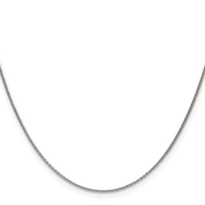 14K White Gold 18 inch 1mm Round Open Link Cable with Lobster Clasp Chain