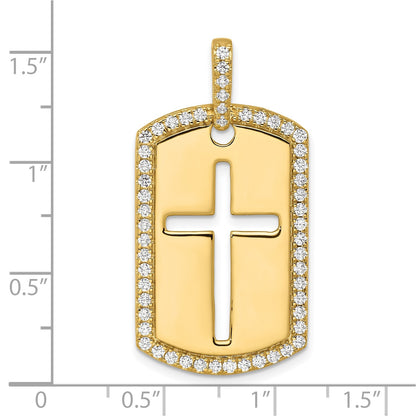 True Origin 14K Men's 3/4 carat Lab Grown Diamond VS  D E F Cross Dog Tag Pendant