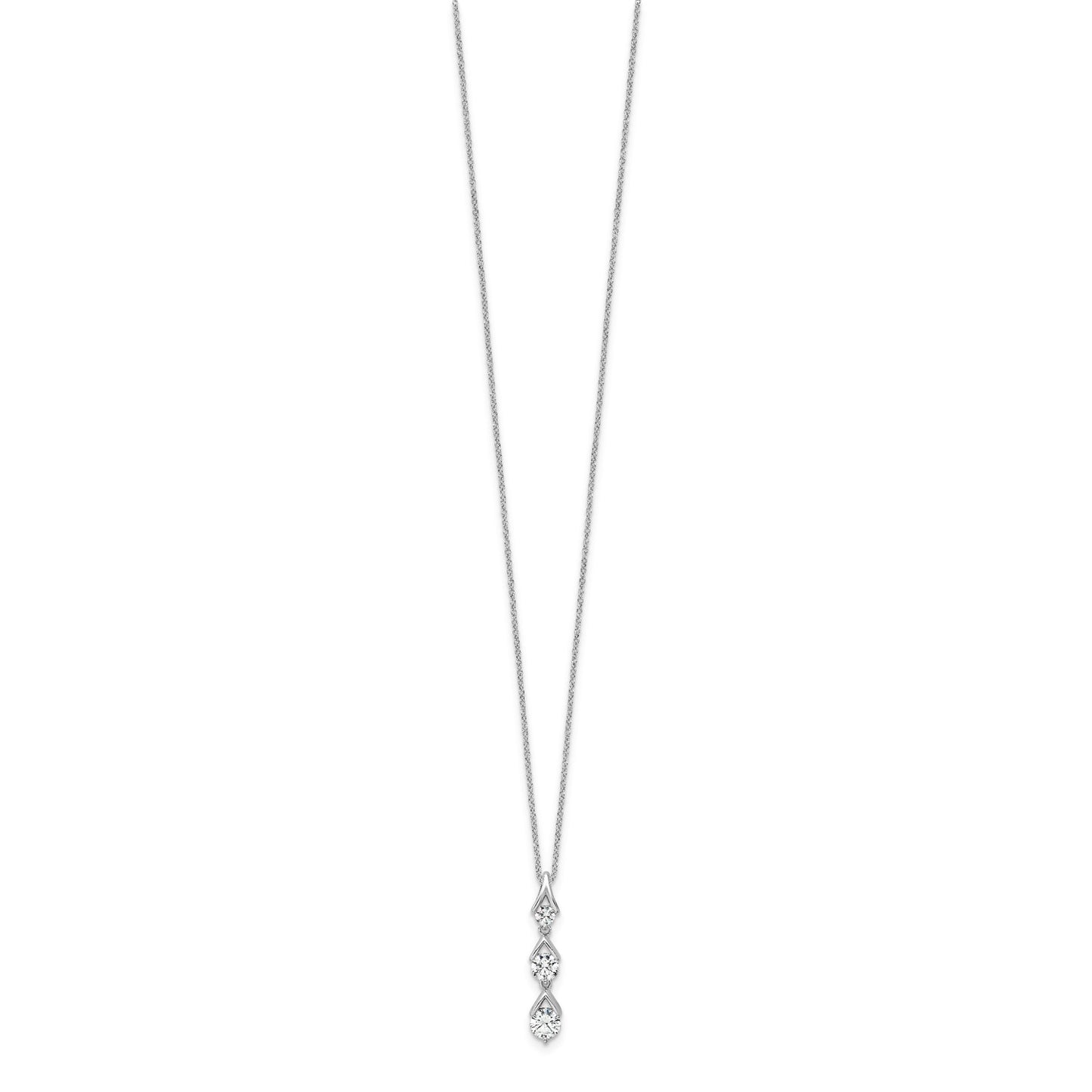 True Origin 14k White Gold 1 carat Lab Grown Diamond VS DEF 18 inch Three Stone Pendant Necklace