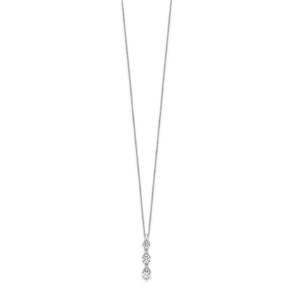 True Origin 14k White Gold 1 carat Lab Grown Diamond VS DEF 18 inch Three Stone Pendant Necklace