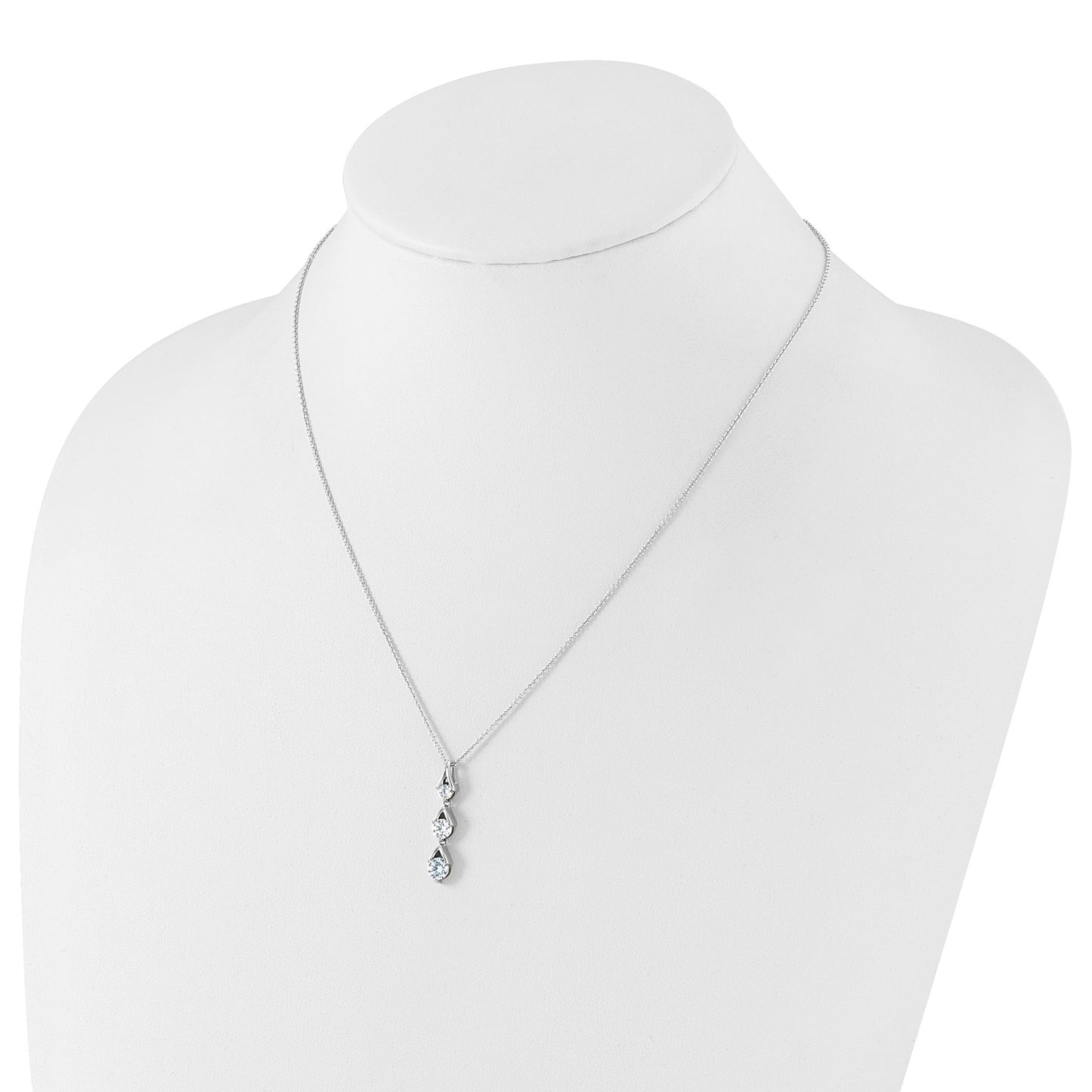 True Origin 14k White Gold 1 carat Lab Grown Diamond VS DEF 18 inch Three Stone Pendant Necklace