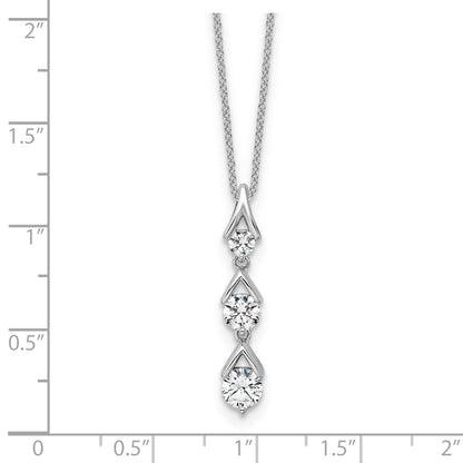 True Origin 14k White Gold 1 carat Lab Grown Diamond VS DEF 18 inch Three Stone Pendant Necklace