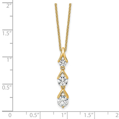 True Origin 14k 1 carat Lab Grown Diamond VS DEF 18 inch Three Stone Pendant Necklace