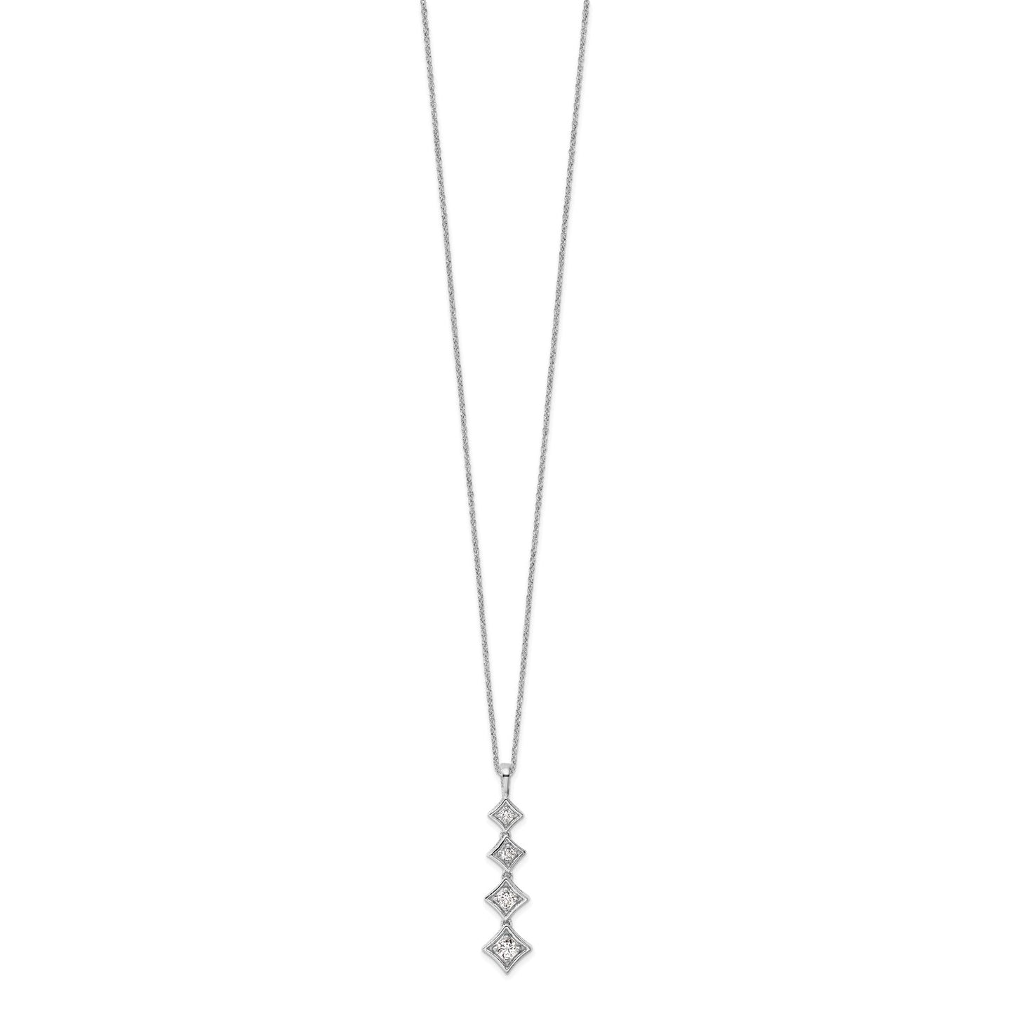 True Origin 14k White Gold 3/8 carat Lab Grown Diamond VS DEF 18 inch Four Stone Pendant Necklace