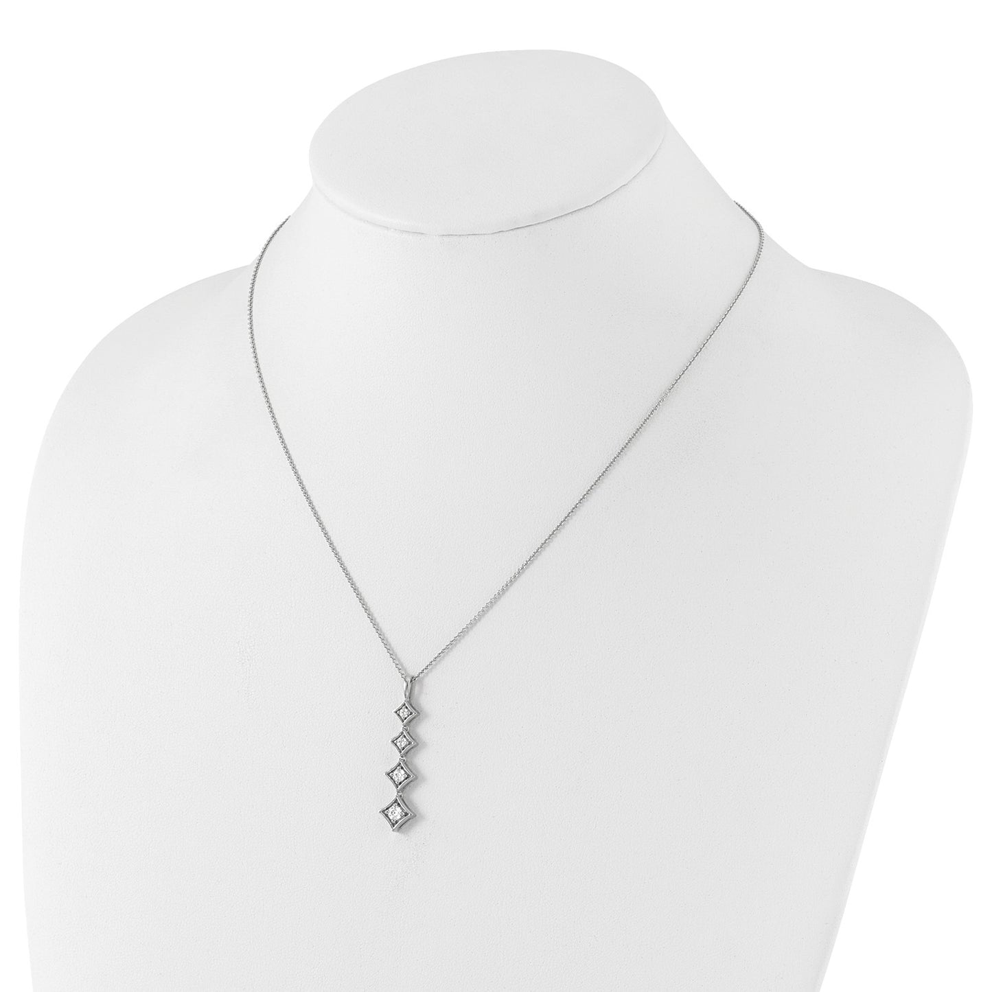 True Origin 14k White Gold 3/8 carat Lab Grown Diamond VS DEF 18 inch Four Stone Pendant Necklace