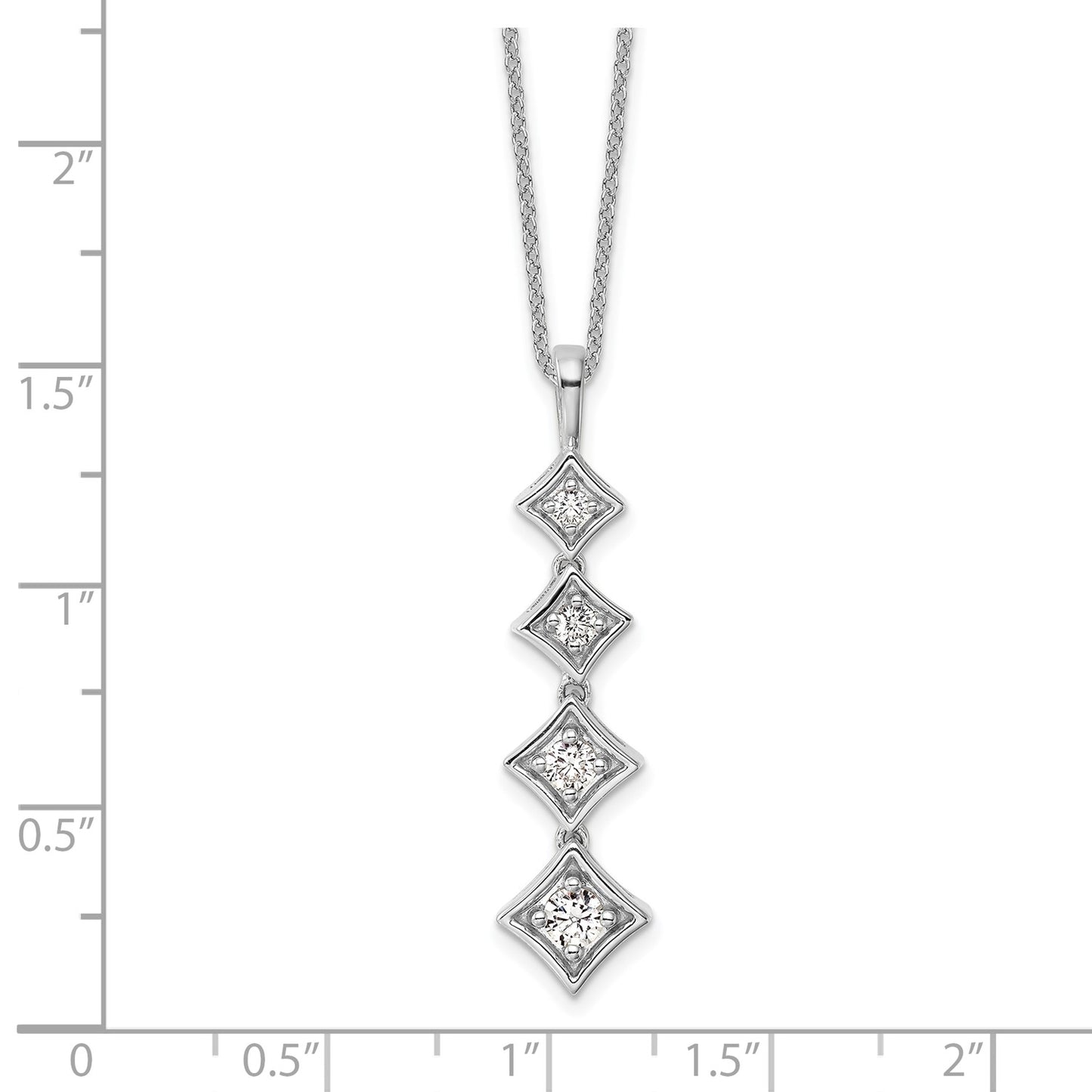 True Origin 14k White Gold 3/8 carat Lab Grown Diamond VS DEF 18 inch Four Stone Pendant Necklace