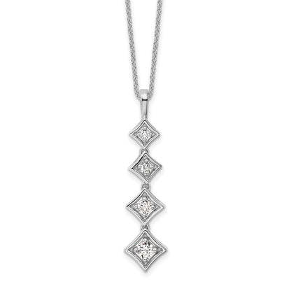 True Origin 14k White Gold 3/8 carat Lab Grown Diamond VS DEF 18 inch Four Stone Pendant Necklace