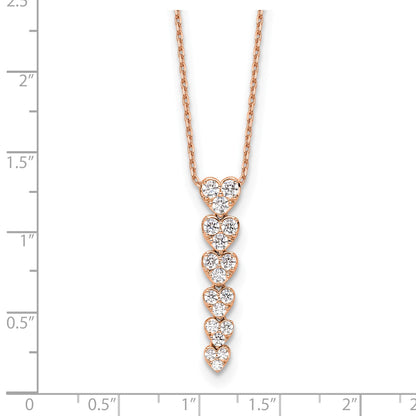 True Origin 14k Rose Gold 1 carat Lab Grown Diamond VS DEF 18 inch Hearts Pendant Necklace