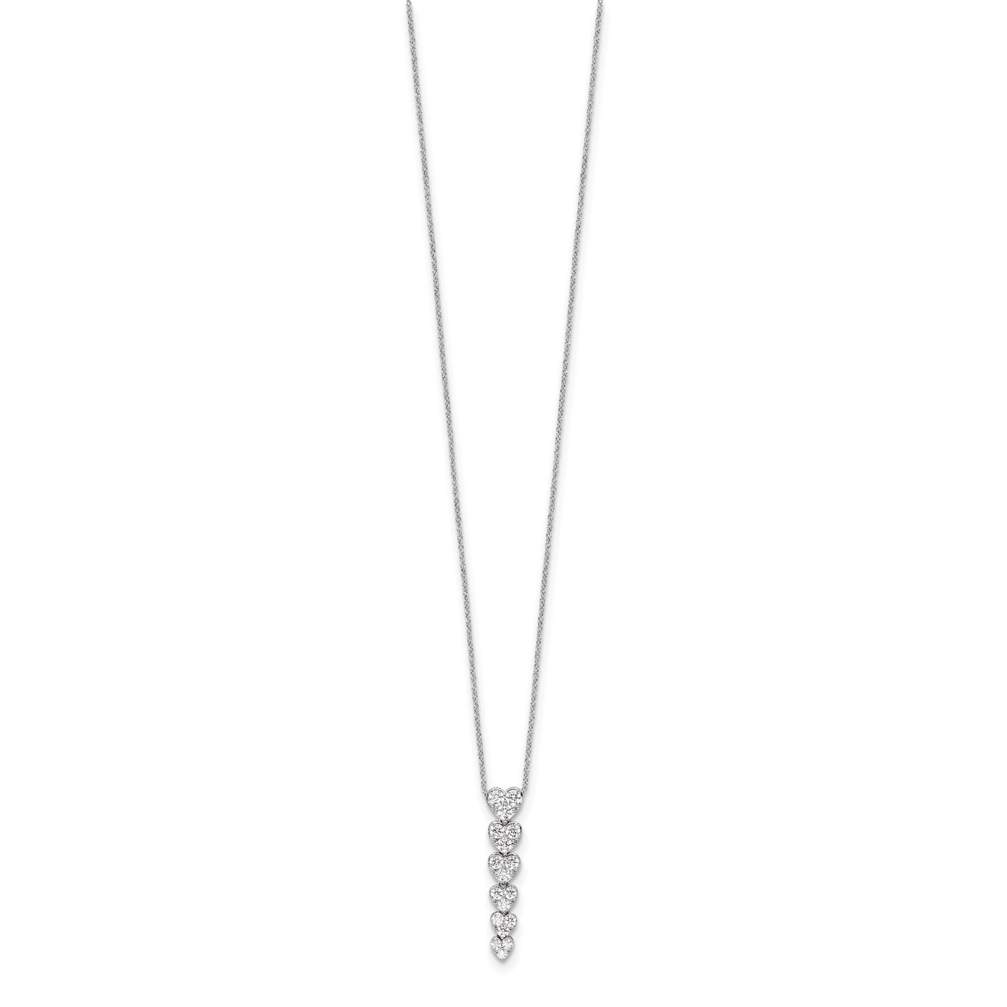 True Origin 14k White Gold 1 carat Lab Grown Diamond VS DEF 18 inch Hearts Pendant Necklace