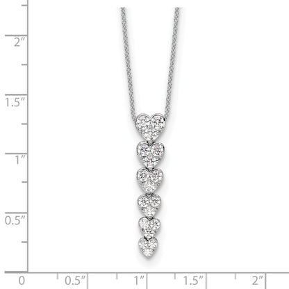 True Origin 14k White Gold 1 carat Lab Grown Diamond VS DEF 18 inch Hearts Pendant Necklace