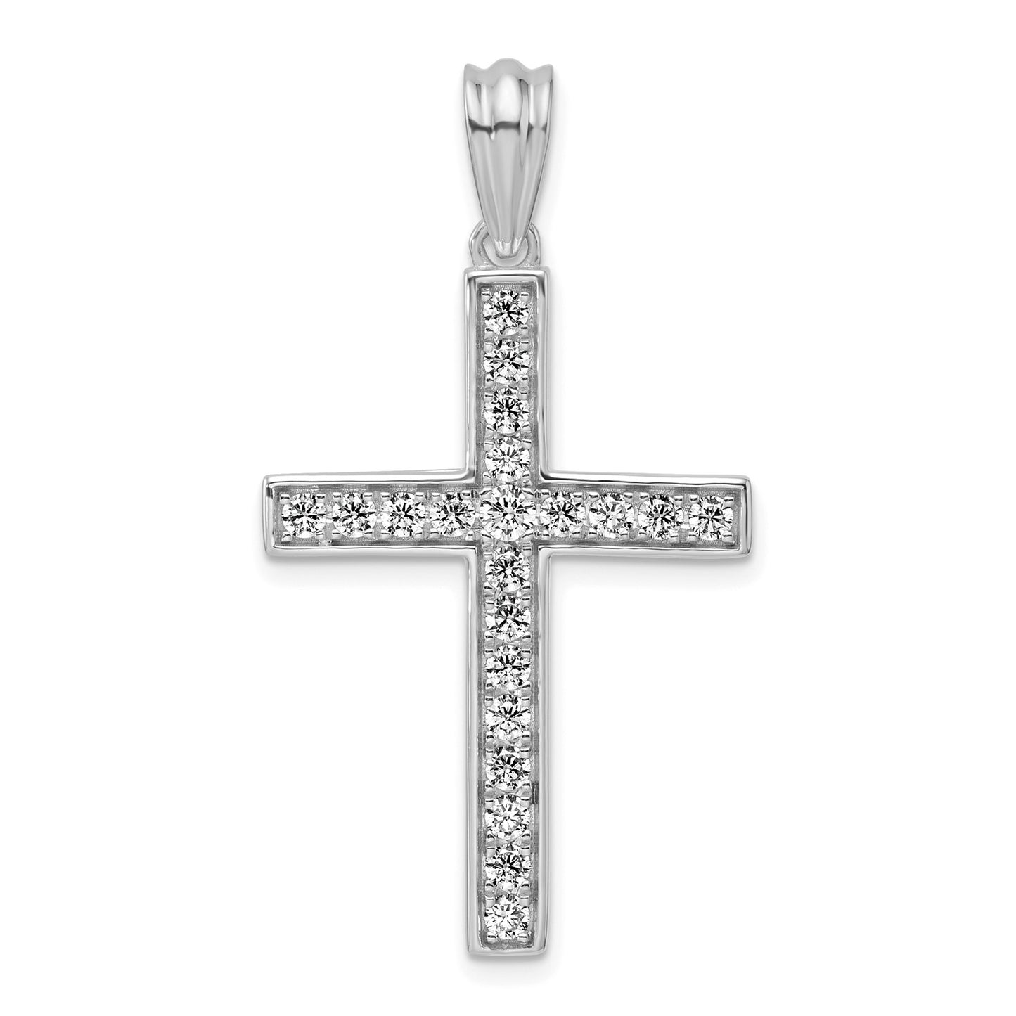 True Origin White Gold 14k 3/4 carat Lab Grown Diamond VS D E F Cross Pendant