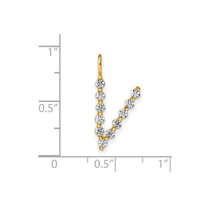 True Origin 14k 3/8 carat Lab Grown Diamond VS DEF Alphabet V Pendant