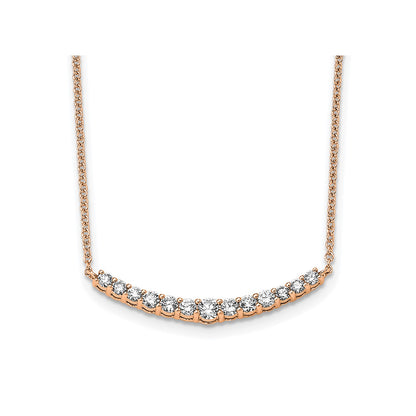 True Origin 14k Rose Gold 1/2 carat Lab Grown Diamond VS DEF 18 inch Fashion Bar Necklace