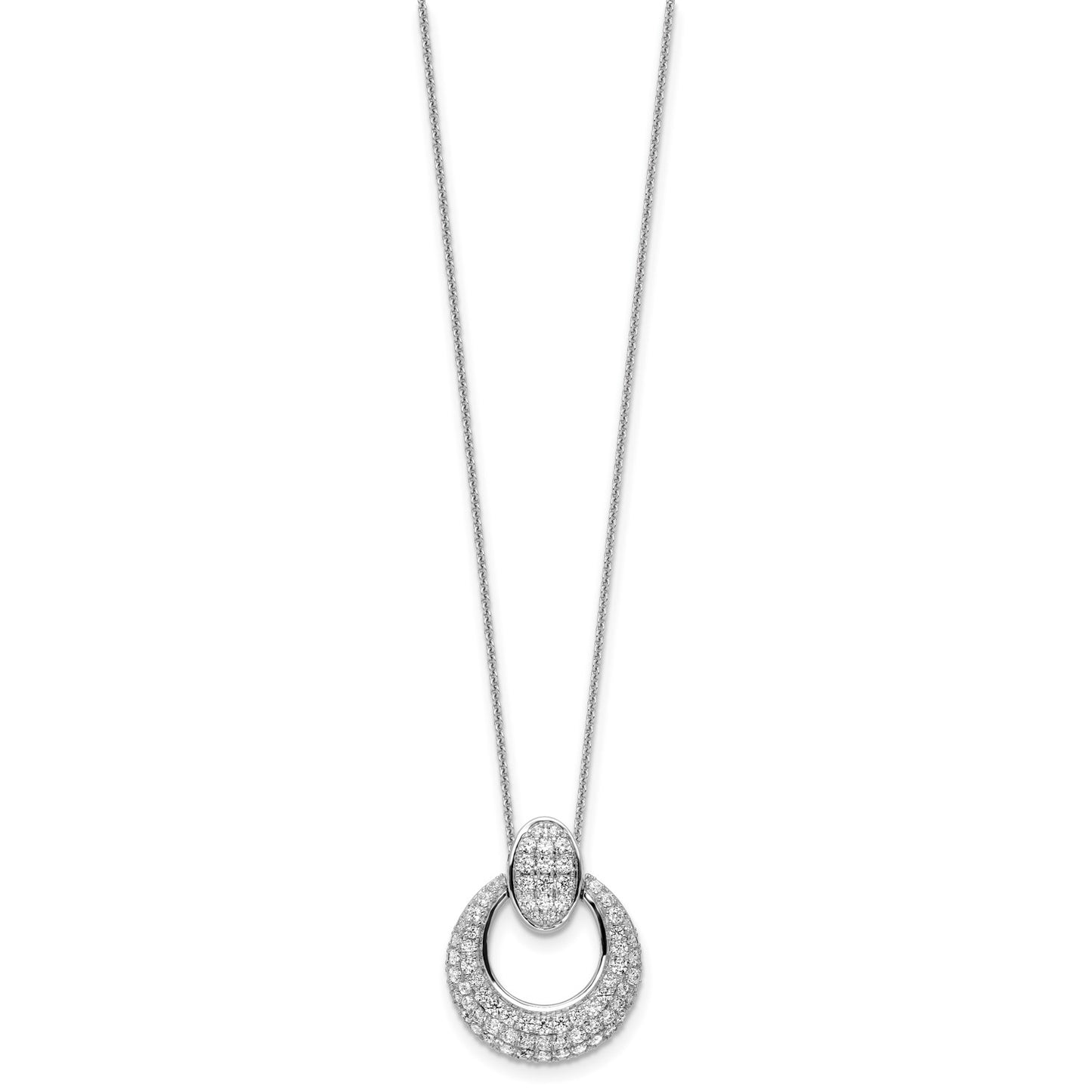 True Origin 14k White Gold 1 1/6 carat Lab Grown Diamond VS DEF 18 inch Fancy Circle Pendant Necklace