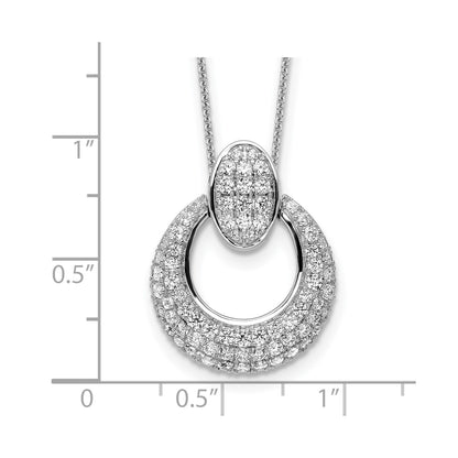 True Origin 14k White Gold 1 1/6 carat Lab Grown Diamond VS DEF 18 inch Fancy Circle Pendant Necklace