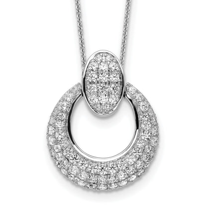 True Origin 14k White Gold 1 1/6 carat Lab Grown Diamond VS DEF 18 inch Fancy Circle Pendant Necklace