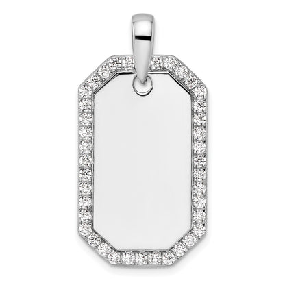 True Origin 14K White Gold Men's 1 carat Lab Grown Diamond VS D E F  Dog Tag Pendant