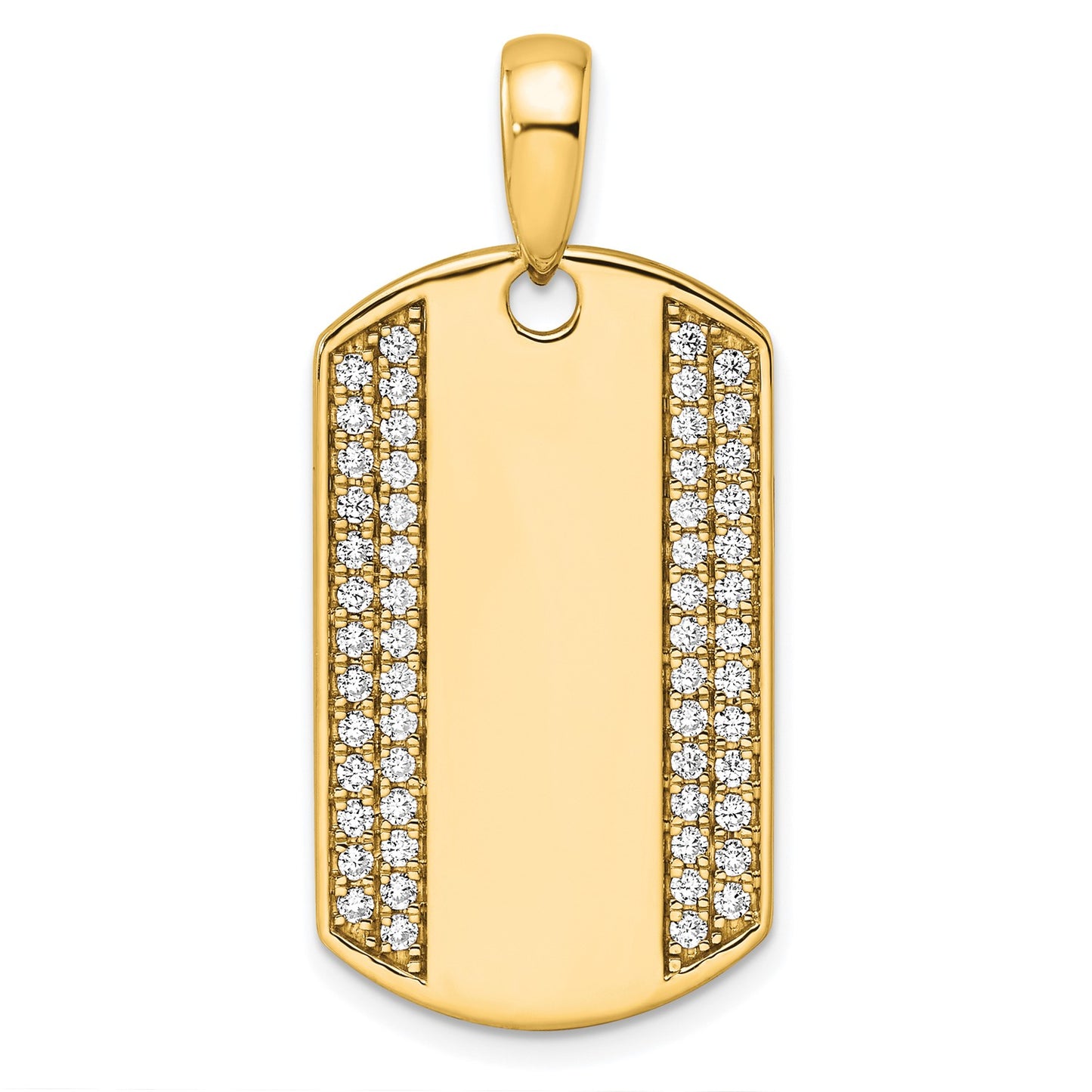 True Origin 14K Men's 3/4 carat Lab Grown Diamond VS  D E F Dog Tag Pendant