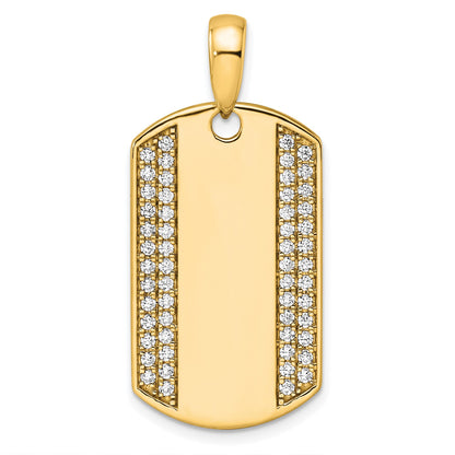 True Origin 14K Men's 3/4 carat Lab Grown Diamond VS  D E F Dog Tag Pendant