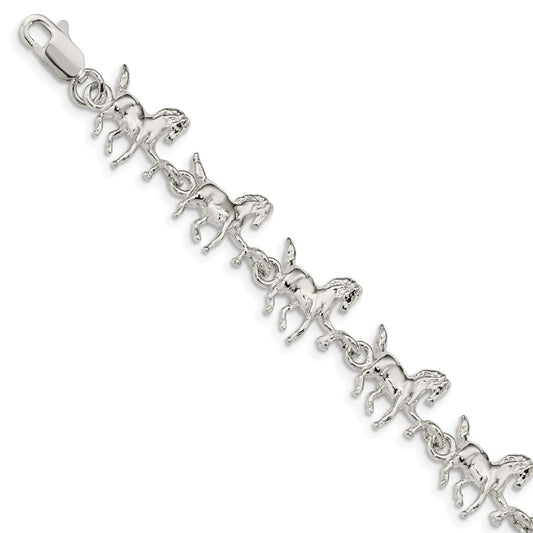 Sterling Silver Horses Bracelet