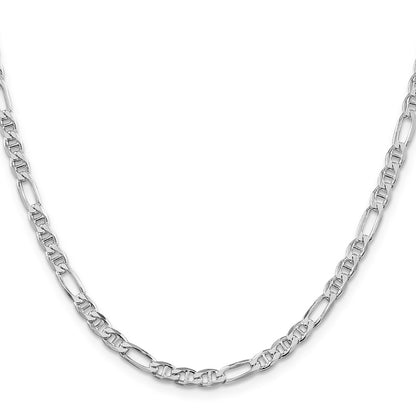 Sterling Silver Rhodium-plated 3.75mm Figaro Anchor Chain