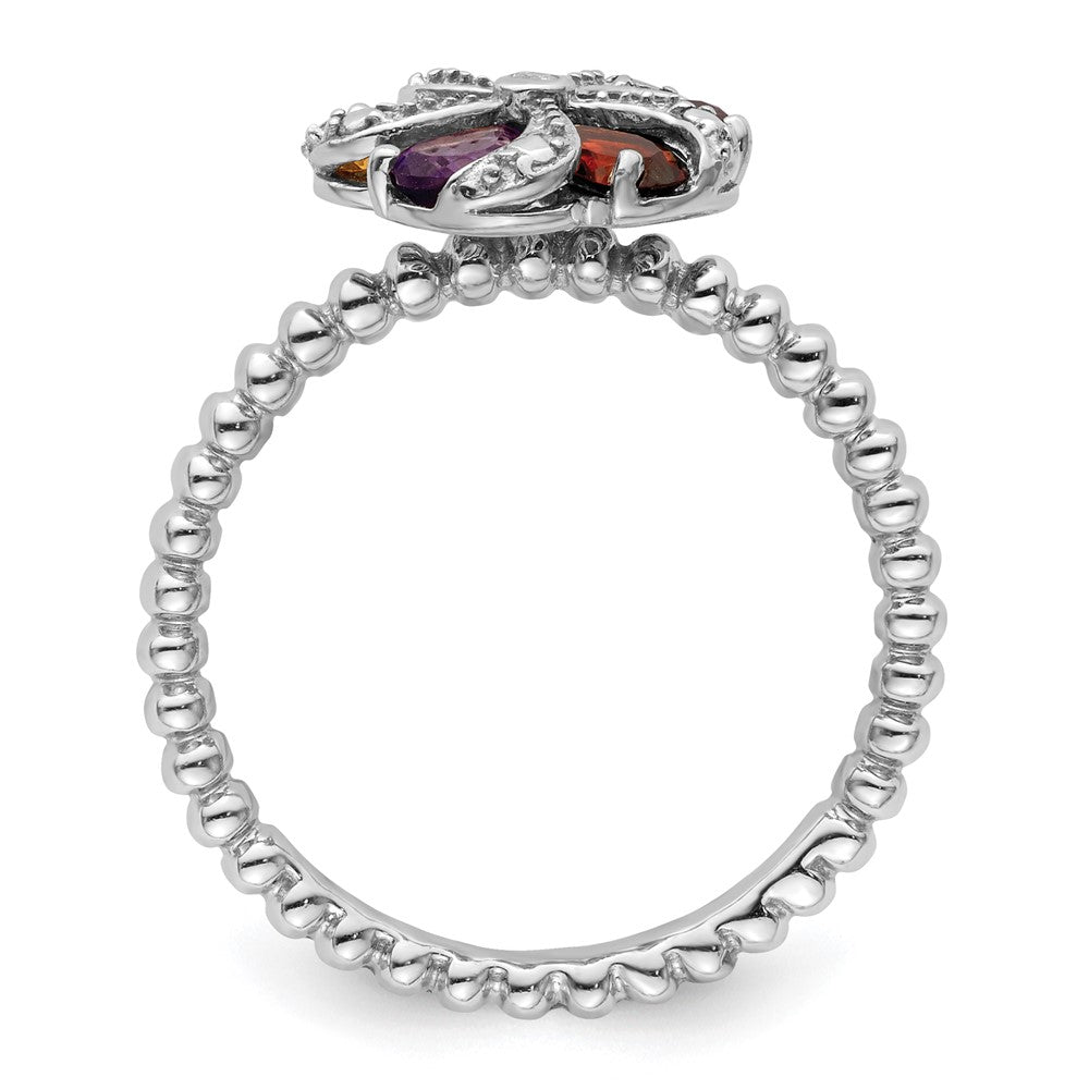 Sterling Silver Stackable Expressions Gemstone & Diamond Ring