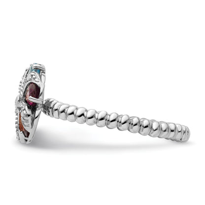 Sterling Silver Stackable Expressions Gemstone & Diamond Ring