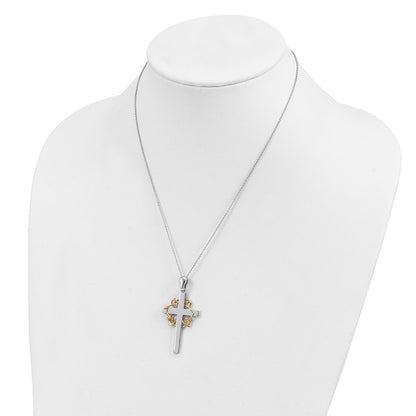 Sentimental Expressions Sterling Silver Gold-plated No Greater Love Cross 18in Necklace