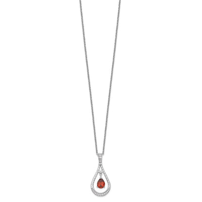 Sentimental Expressions Sterling Silver Rhodium-plated Jan. CZ Stone Never Forget Tear 18in Birthstone Necklace