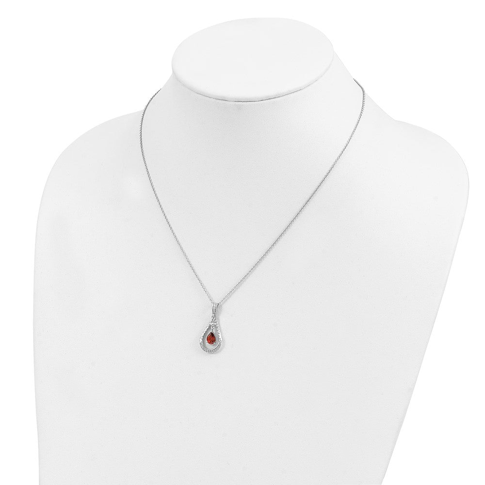 Sentimental Expressions Sterling Silver Rhodium-plated Jan. CZ Stone Never Forget Tear 18in Birthstone Necklace