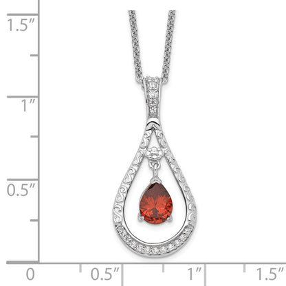 Sentimental Expressions Sterling Silver Rhodium-plated Jan. CZ Stone Never Forget Tear 18in Birthstone Necklace