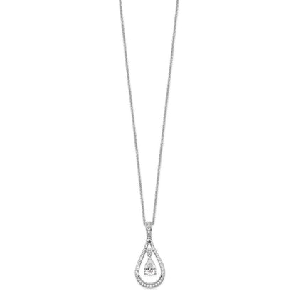 Sentimental Expressions Sterling Silver Rhodium-plated April CZ Stone Never Forget Tear 18in Birthstone Necklace