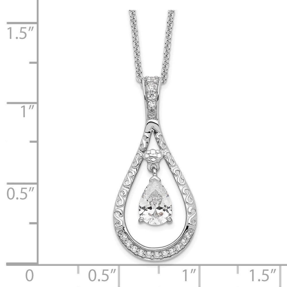 Sentimental Expressions Sterling Silver Rhodium-plated April CZ Stone Never Forget Tear 18in Birthstone Necklace